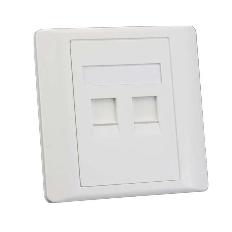 Double RJ45 Network Wall Faceplate 86x86mm - Keystone Jack Outlet Plate, White