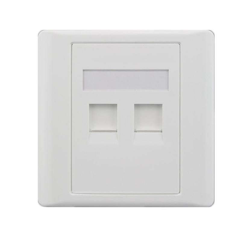Double RJ45 Network Wall Faceplate 86x86mm - Keystone Jack Outlet Plate, White