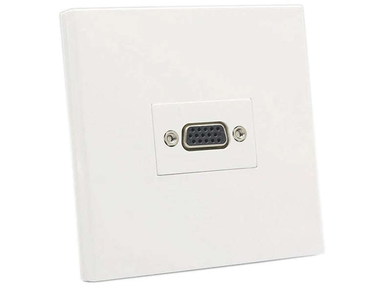 VGA Female Wall Plate Socket 86x86mm - 15-Pin Pass-Through Faceplate, White