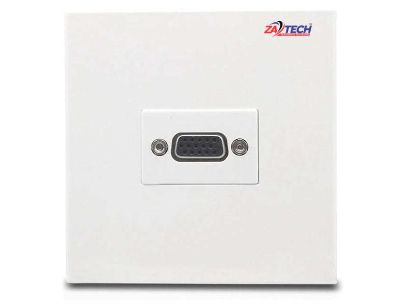 VGA Female Wall Plate Socket 86x86mm - 15-Pin Pass-Through Faceplate, White