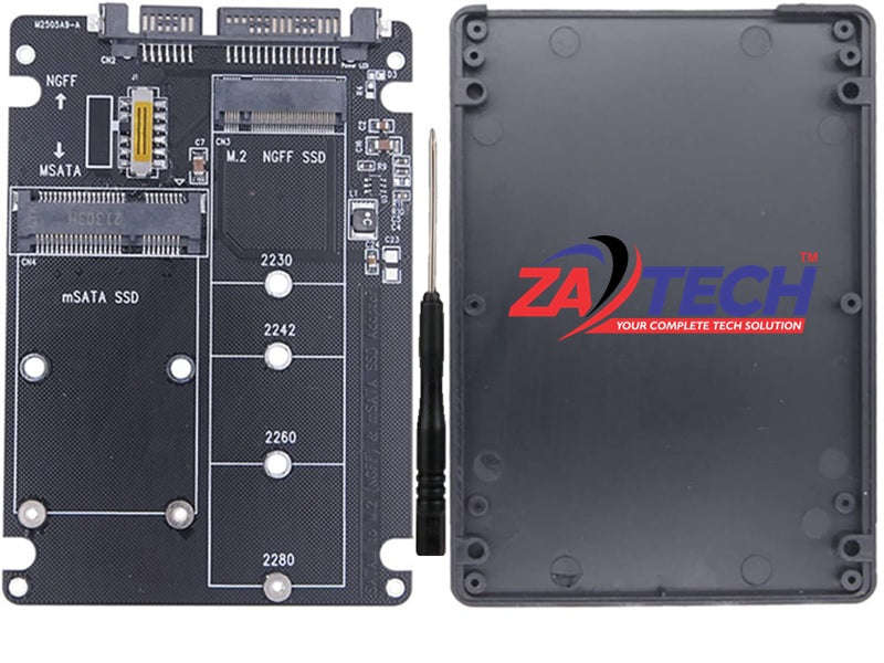 ZATECH mSATA/NGFF M.2 SSD to 2.5" SATA Adapter Enclosure (ZA-2504)