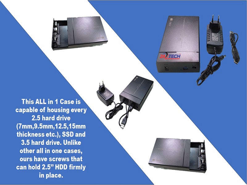ZATECH 2.5"/3.5" HDD Enclosure USB 3.0 SATA - Up to 10TB, 6Gbps (ZA-2511)