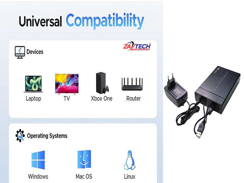 ZATECH 2.5"/3.5" HDD Enclosure USB 3.0 SATA - Up to 10TB, 6Gbps (ZA-2511)