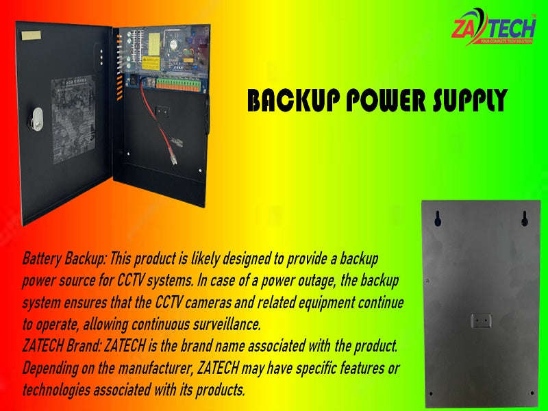 ZATECH 9-Channel CCTV Battery Backup Power Supply - 12V 10A Outdoor (ZA-BBPS-10A)