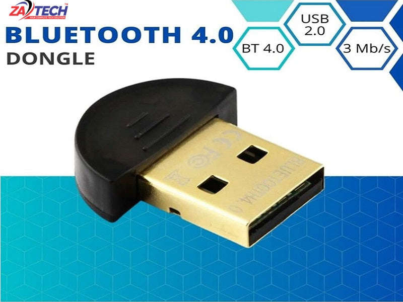 ZATECH Bluetooth 4.0 USB Dongle - CSR4.0 Adapter, 3Mbps, 20m Range (ZA-BD4.0)