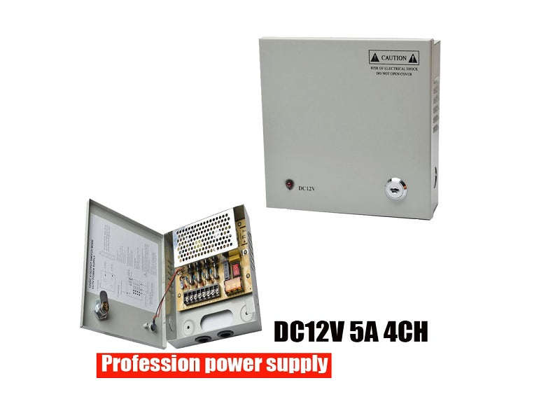 ZATECH 4-Channel CCTV Power Supply - 12V 5A Outdoor, Surge Protection (ZA-BPS-5A)