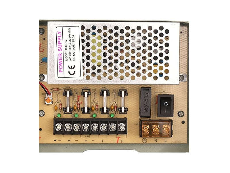 ZATECH 4-Channel CCTV Power Supply - 12V 5A Outdoor, Surge Protection (ZA-BPS-5A)