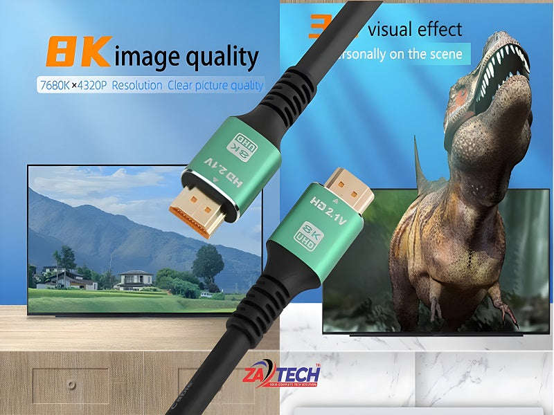 ZATECH HDMI 2.1 Cable 5m - 8K UHD, HDR, ARC, HDTV & Gaming Console