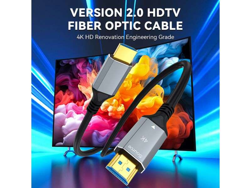 ZATECH HDMI 2.0 Active Optical Fibre Cable 80m - 4K 60Hz, 18Gbps, Gold Plated