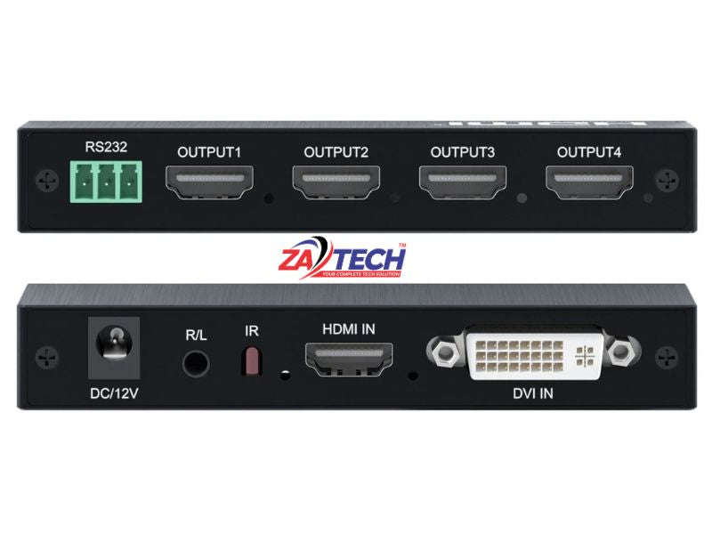 ZATECH ZA-HVWC2X2-4K 4K 2x2 HDMI Video Wall Controller - 4 Output, RS232, IR