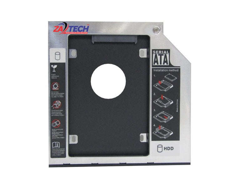 ZATECH Second HDD Caddy 9.5mm - 2.5\" SATA Laptop Optical Bay Adapter, Plug & Play