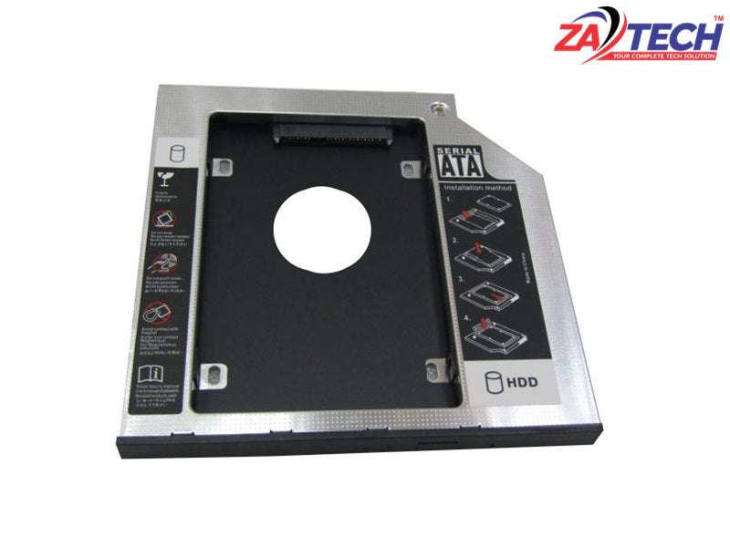 ZATECH Second HDD Caddy 9.5mm - 2.5\" SATA Laptop Optical Bay Adapter, Plug & Play