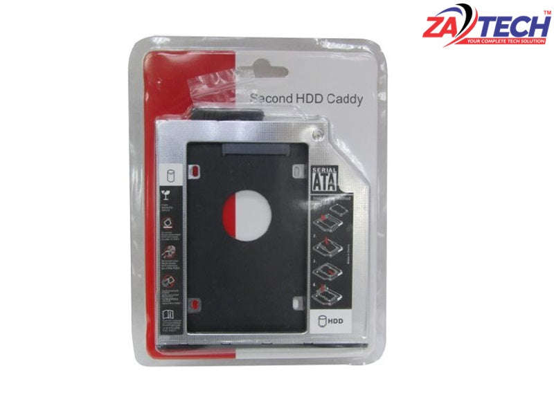 ZATECH Second HDD Caddy 9.5mm - 2.5\" SATA Laptop Optical Bay Adapter, Plug & Play