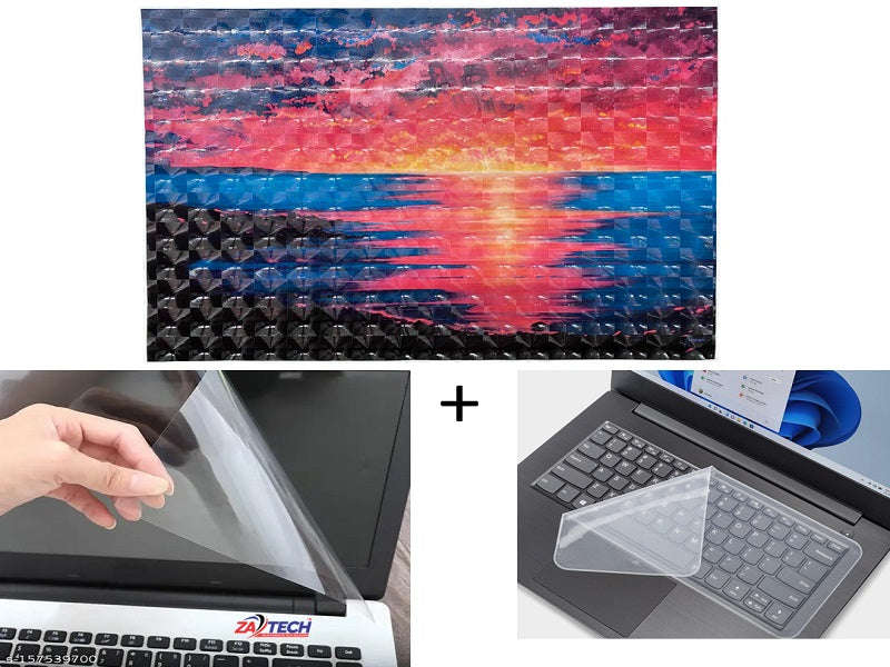 ZATECH Laptop Skin Pack 3-in-1 - Stickers, Screen Protector & Silicone Keyboard Skin