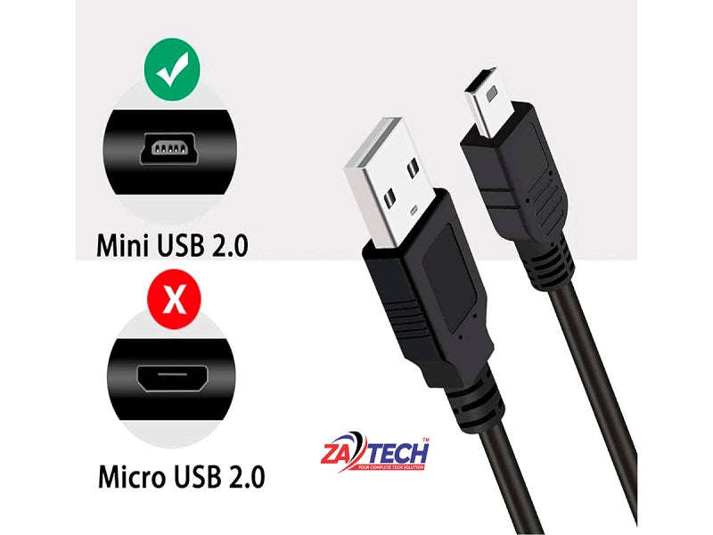 USB to Mini USB B 5-Pin Cable 1.5m - Charge & Data for Camera, GPS, Dash Cam