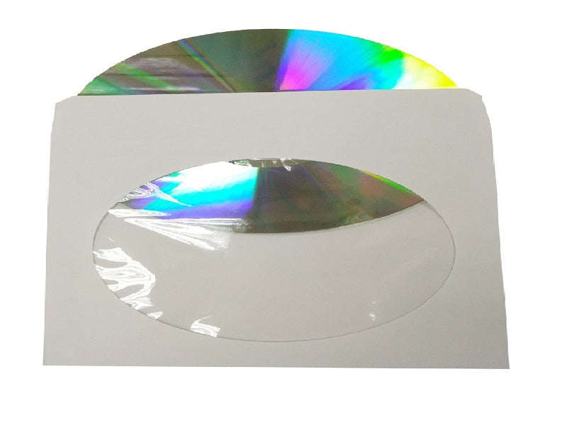 ZATECH Paper CD/DVD Sleeves 100 Pack - 80g White Storage Envelopes
