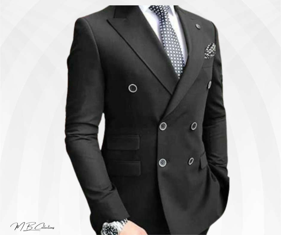 2 piece double breasted suit - Black / 28