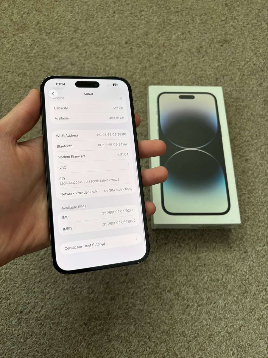 Iphone 14 Pro Max 512gb Dual sim good condition with box and cover