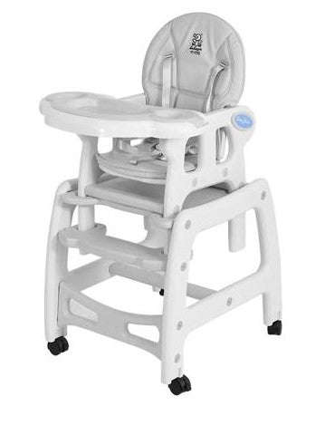 3-in-1 Baby High Chair with Lockable Universal Wheels-Gray