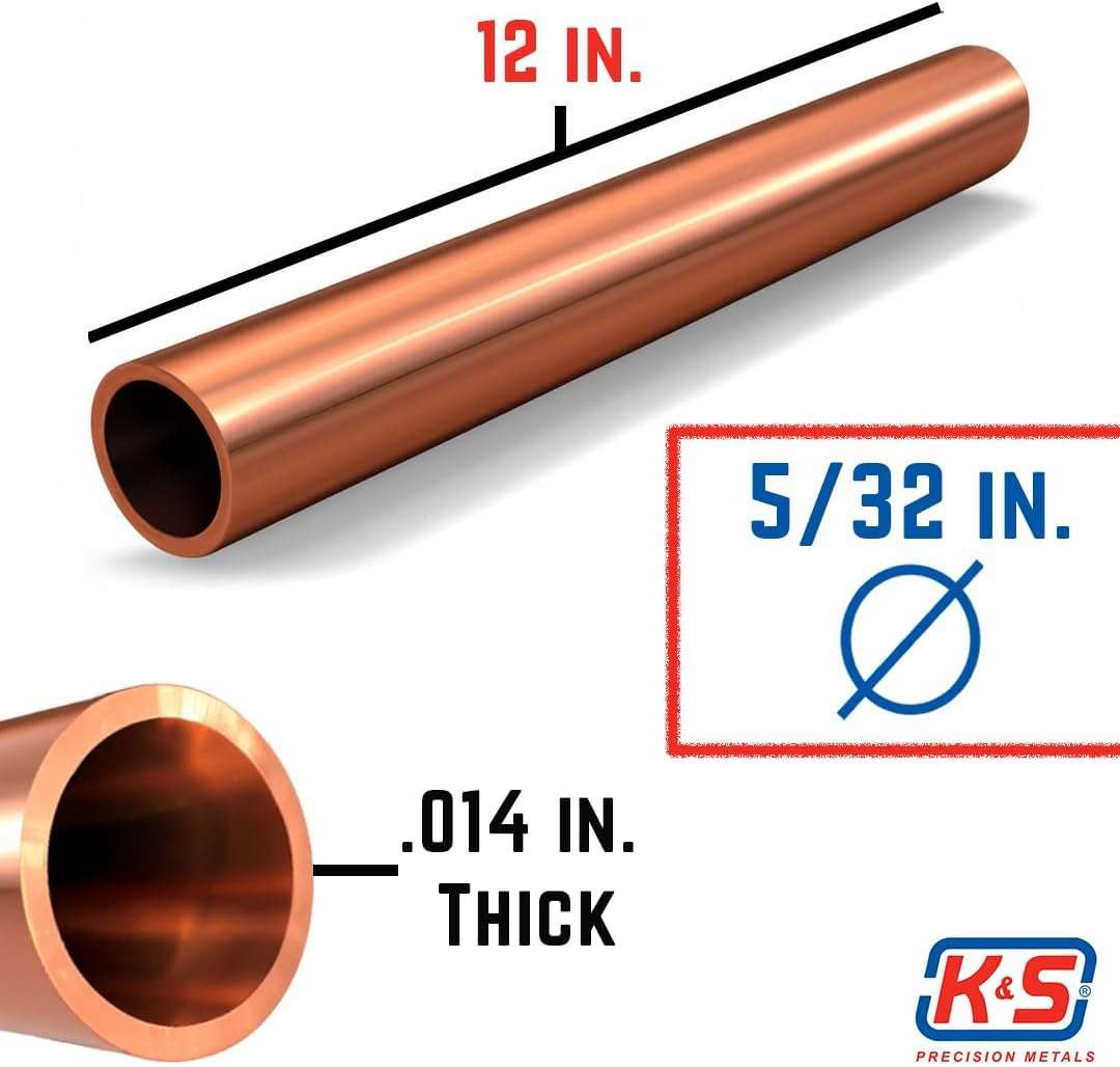 5/32" Copper Tube 12" .014" Wall 1 pcs - K&S - K&S8119