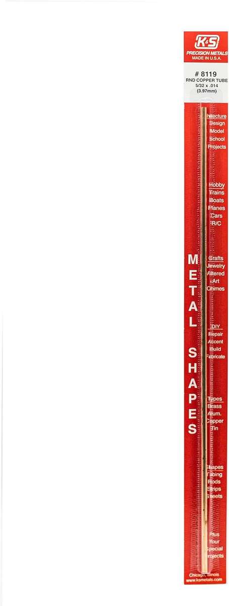5/32" Copper Tube 12" .014" Wall 1 pcs - K&S - K&S8119