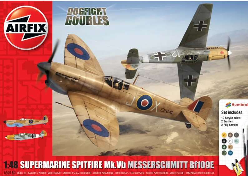 Spitfire Mk.1A & Messerschmitt Bf.109E-4 Dogfight Doubles Model Set 1/48 Scale Airfix A50160