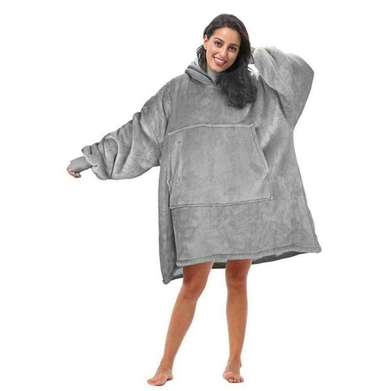 ZS - Huggle Hoodie Ultra Plush Blanket, One Size - Grey