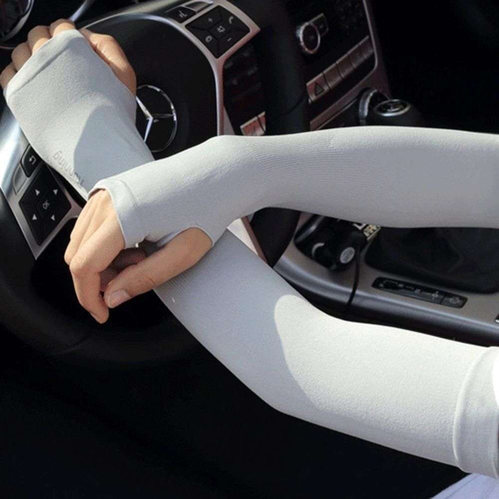 ZS - Best Lets Slim Outdoor Unisex Arm Sleeves Sport Cooling UV Sun Protection - Beige