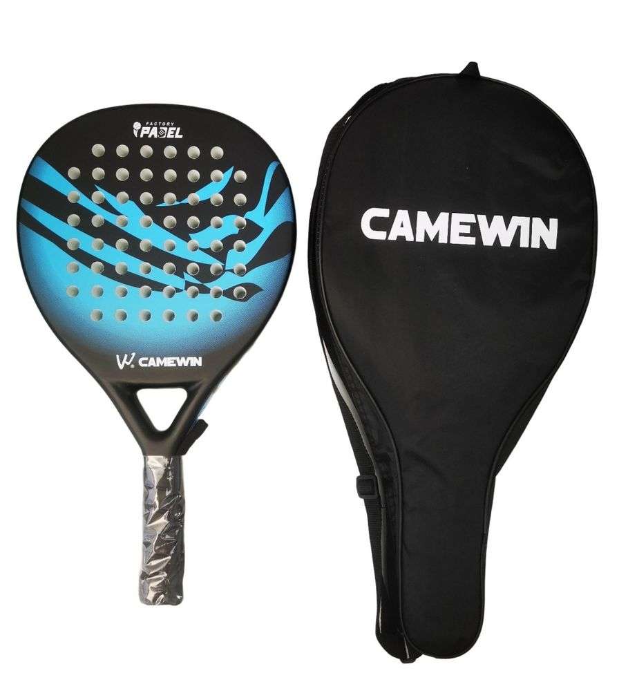 ZS - CAMEWIN Carbon Fibre Padel Racket / Bat - Marble Design & Padded Carry Bag - Green