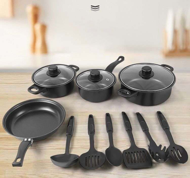 ZS - 13 Piece Black Carbon Non-Stick Cookware Set