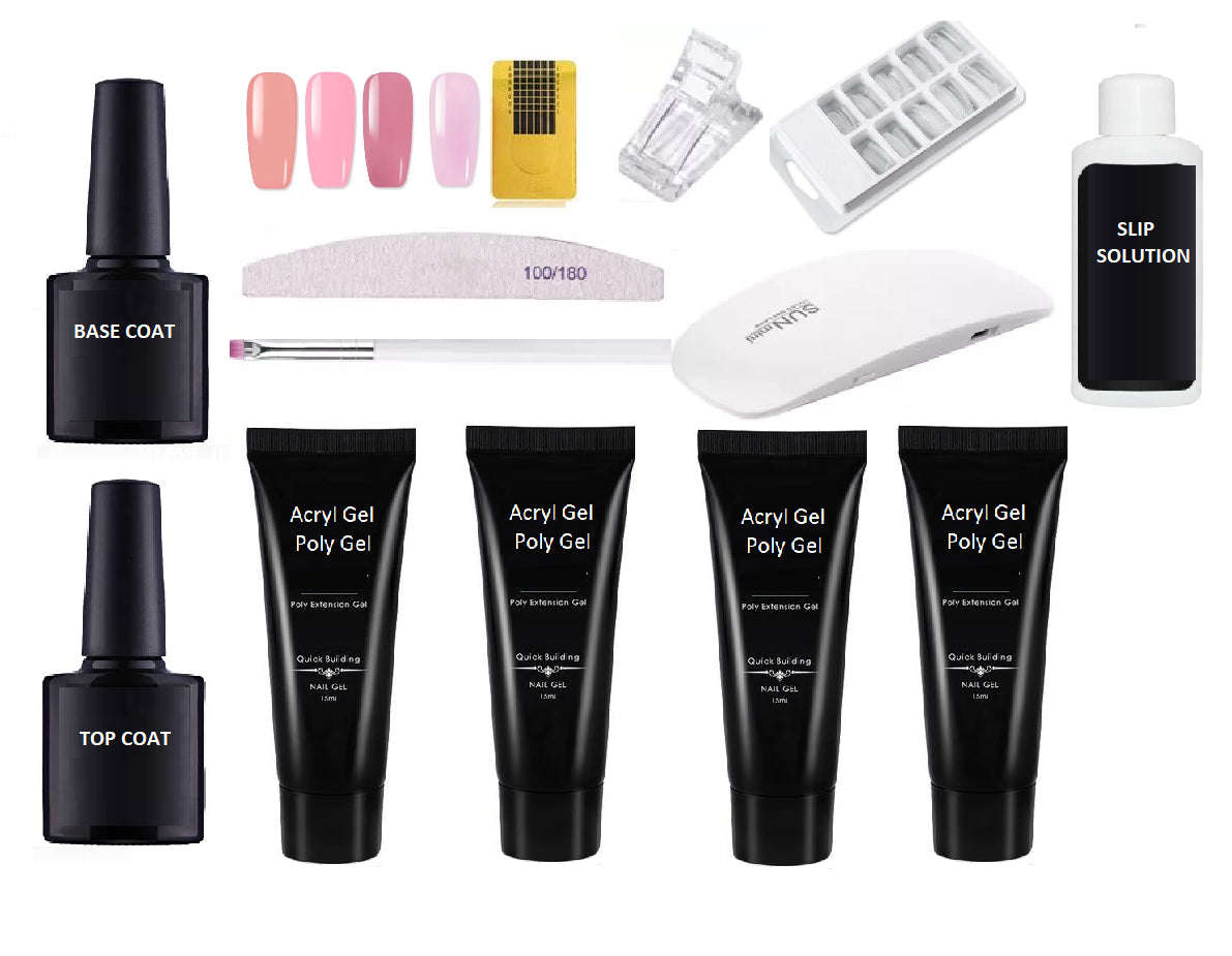 ZS - AcrylGel Complete Polygel Kit with Nail Lamp - Shades of Pink