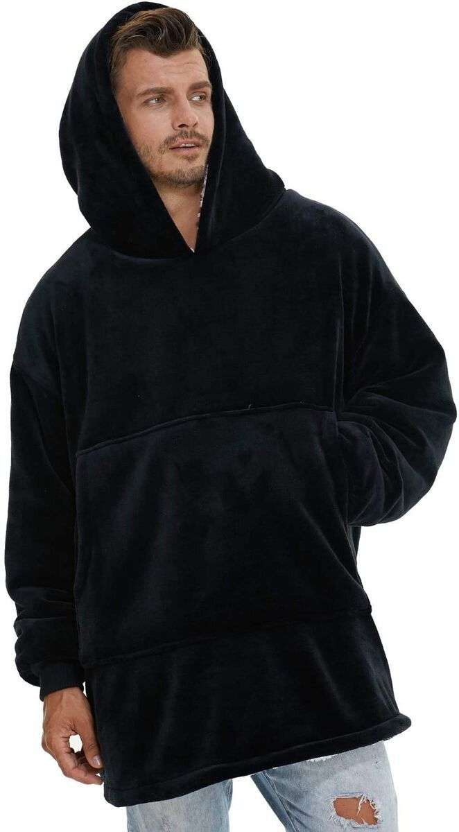 ZS - Huggle Hoodie Ultra Plush Blanket, One Size - Grey