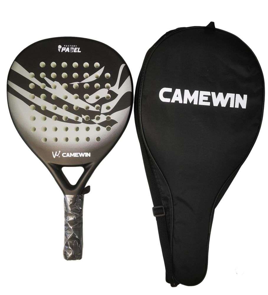ZS - CAMEWIN Carbon Fibre Padel Racket / Bat - Marble Design & Padded Carry Bag - Green