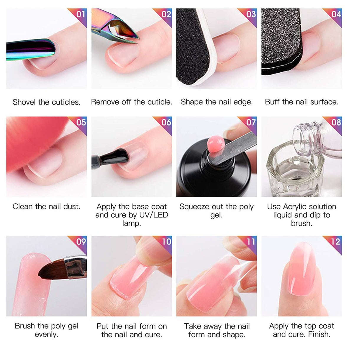 ZS - AcrylGel Complete Polygel Kit with Nail Lamp - Shades of Pink