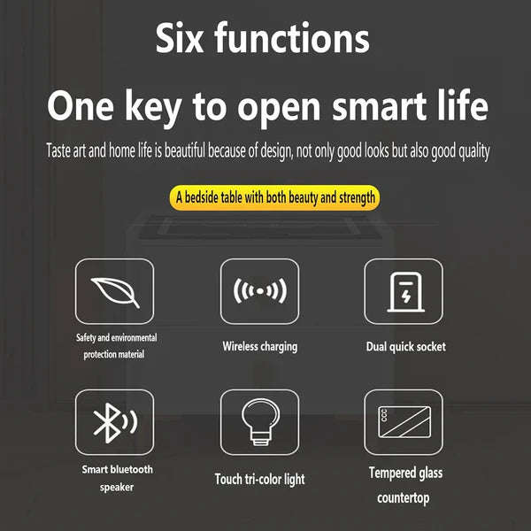 ZS - SMART SIDE TABLE WITH WIRELESS CHARGING STATION Nightstand - Gray