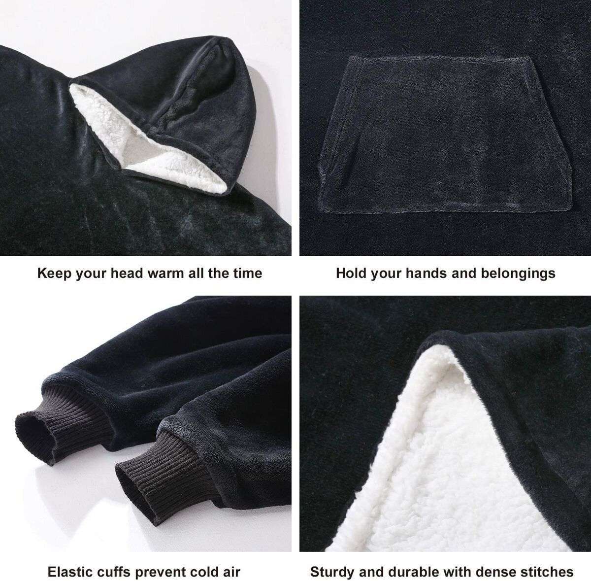 ZS - Huggle Hoodie Ultra Plush Blanket, One Size - Grey