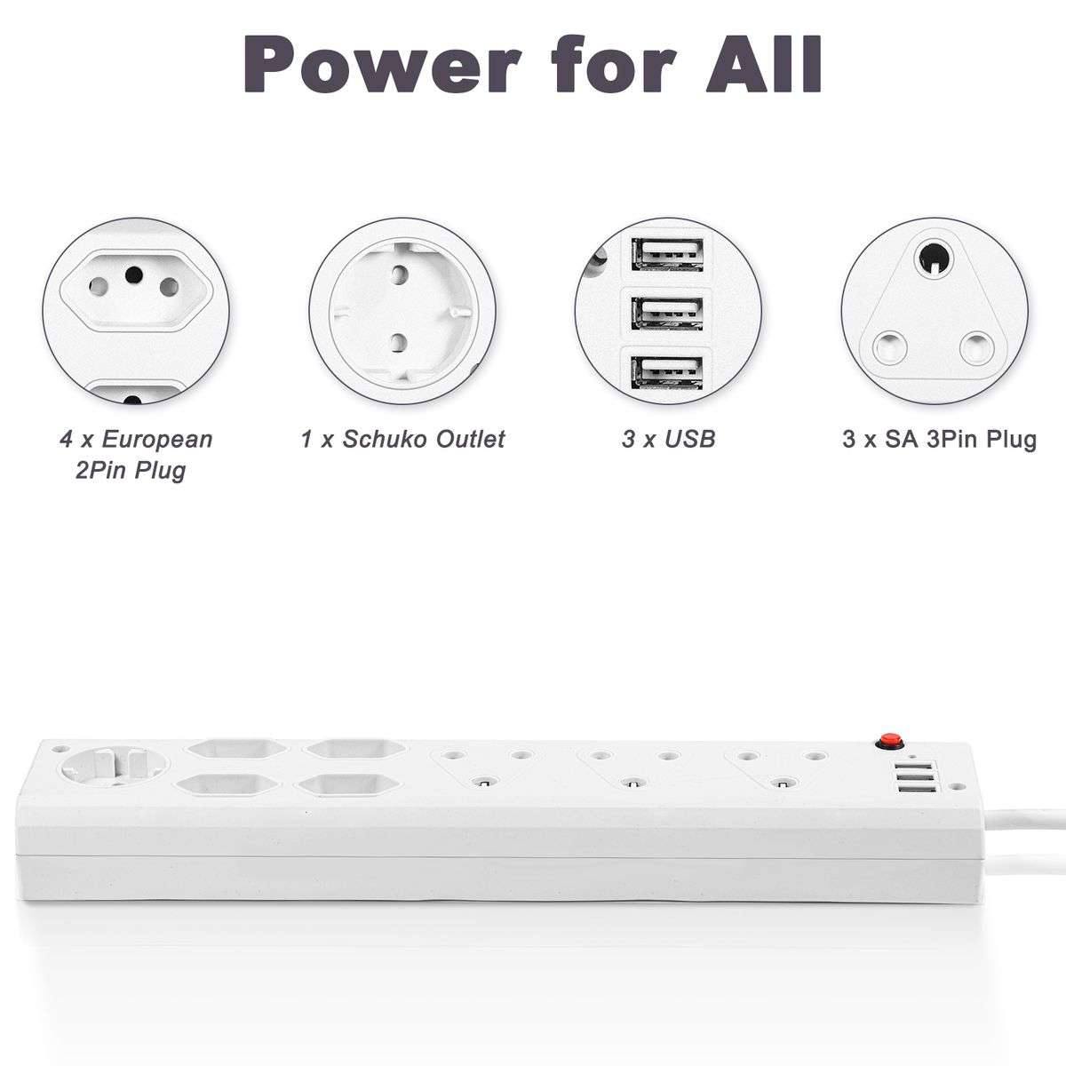 ZS - Redisson USB 9 Way Multi-Plug Adapter Fire Resistant