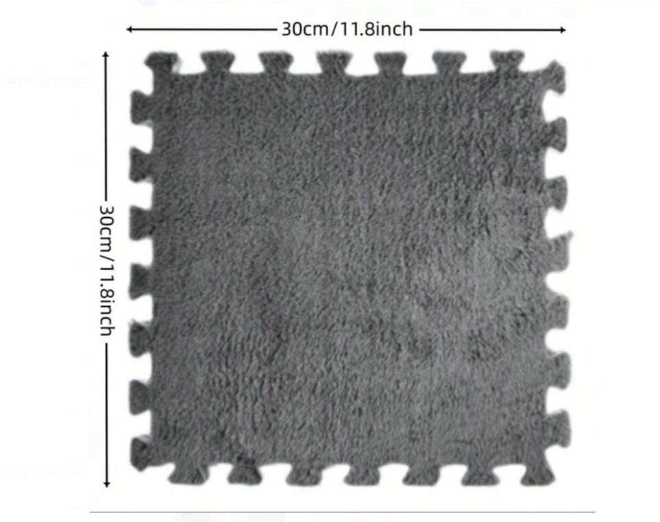 ZS - 10 Pieces Fluffy Puzzle Foam Floor Mat - CREAM WHITE