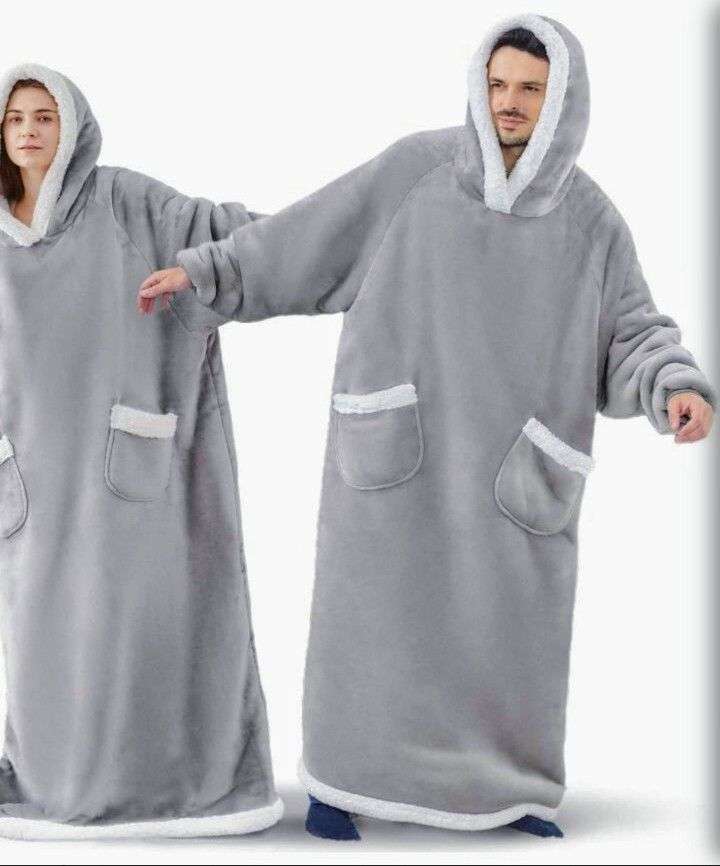 ZS - Extra Long Oversized Huggle Blanket Hoodie - Purple