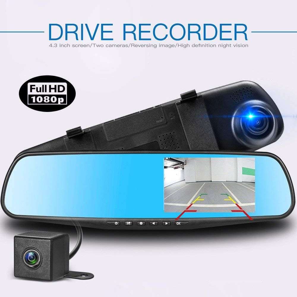 ZS - Rearview Mirror Dual Channel DVR Camera Recorder Dash Cam