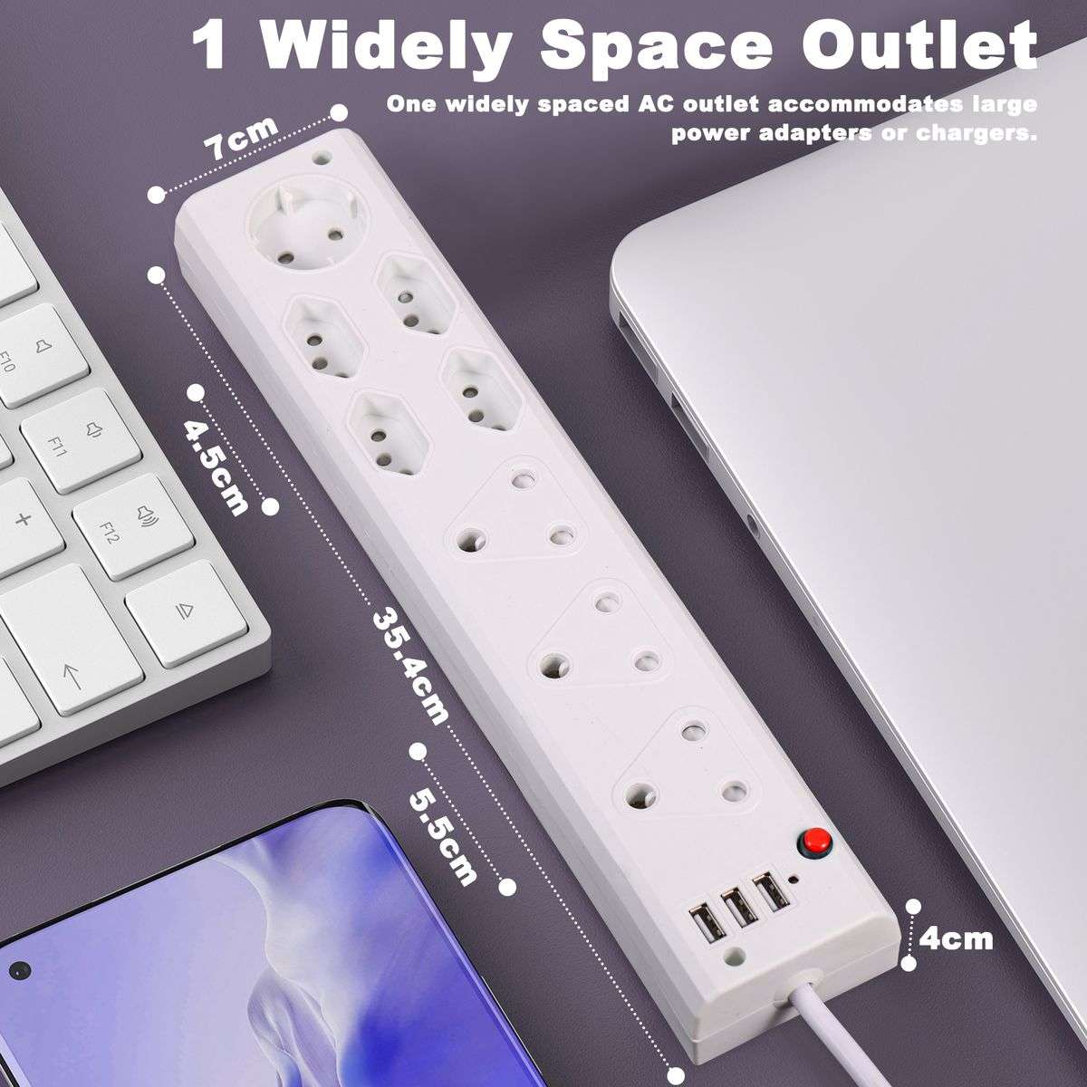 ZS - Redisson USB 9 Way Multi-Plug Adapter Fire Resistant