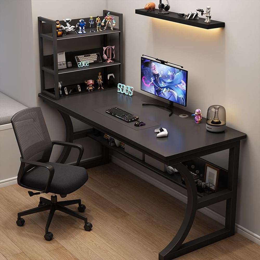 ZS - Gaming Table with Storage Shelves Under The Table