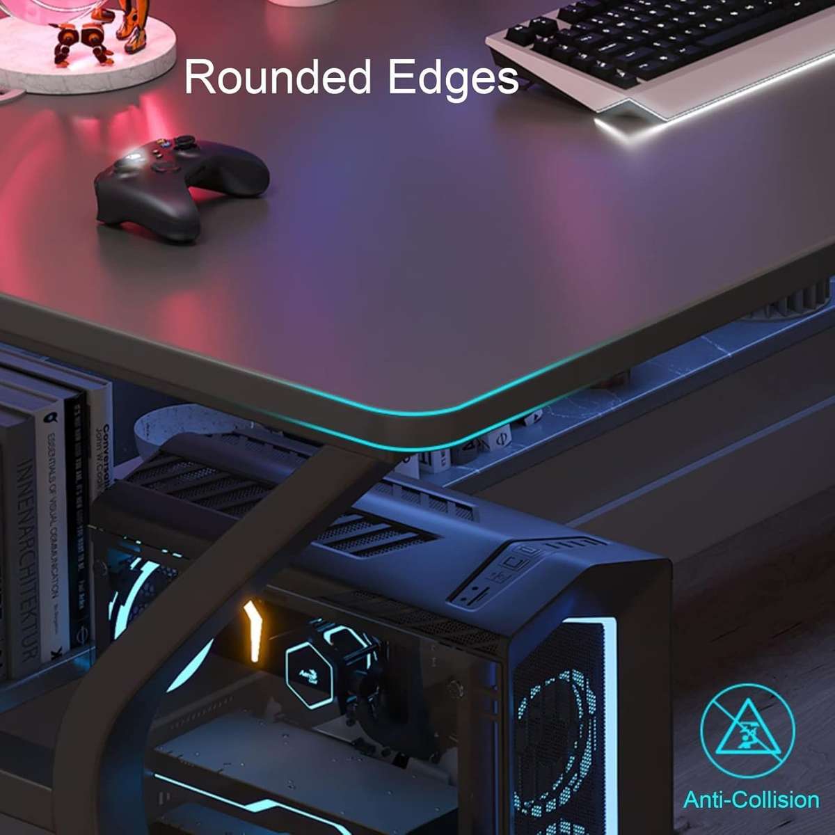 ZS - Gaming Table with Storage Shelves Under The Table