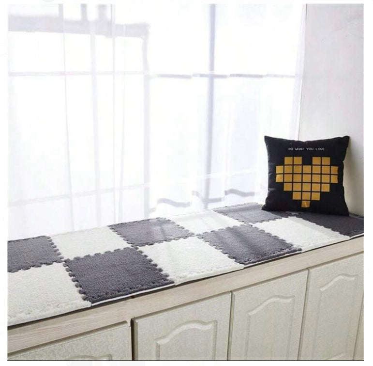 ZS - 10 Pieces Fluffy Puzzle Foam Floor Mat - CREAM WHITE