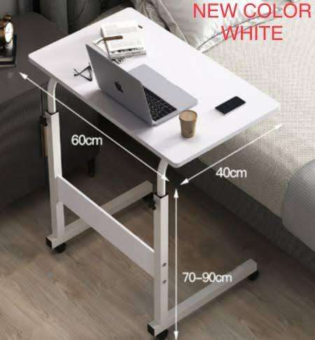 ZS - Portable Laptop Desk With Adjustable Stand & Wheels - White