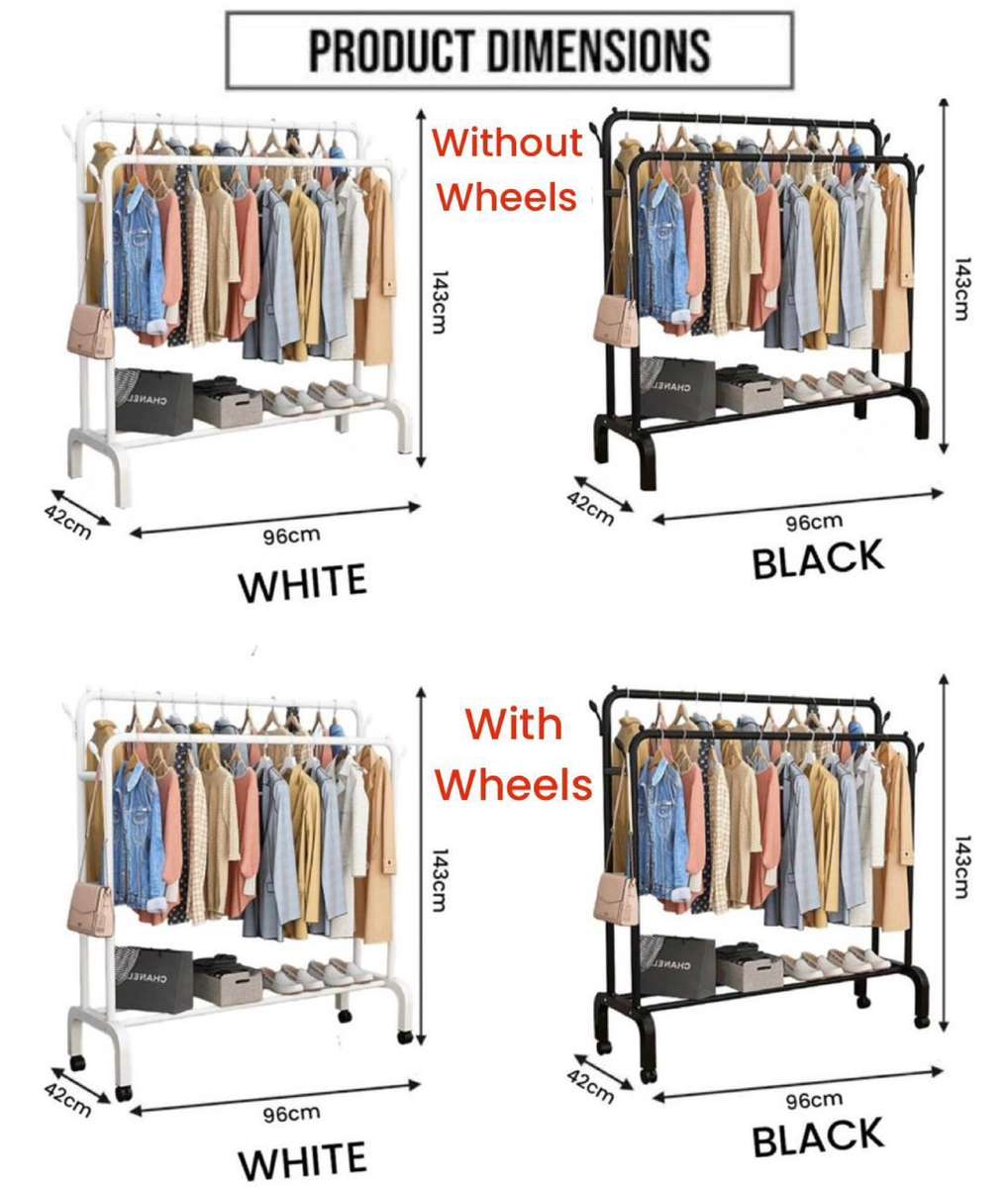 ZS - Multi-purpose Hanging Rack With Wheels - Black