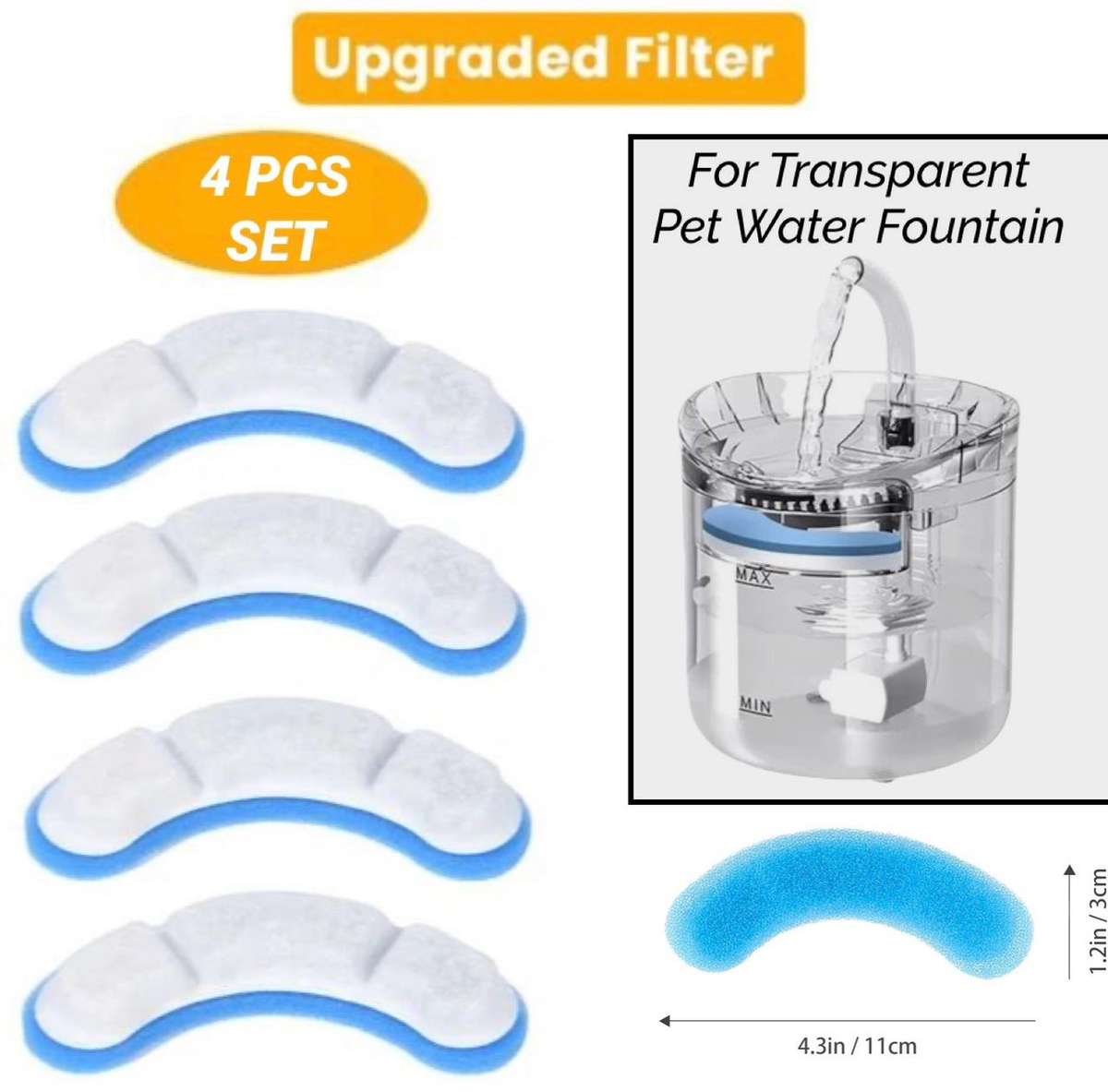 ZS - Filter for Intelligent Pet Water Fountain 4pcs Pack