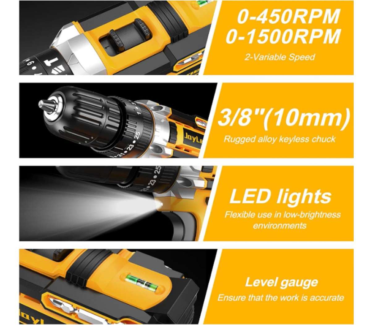 ZS - 21V Electric Household Drill CORDLESS - Yellow