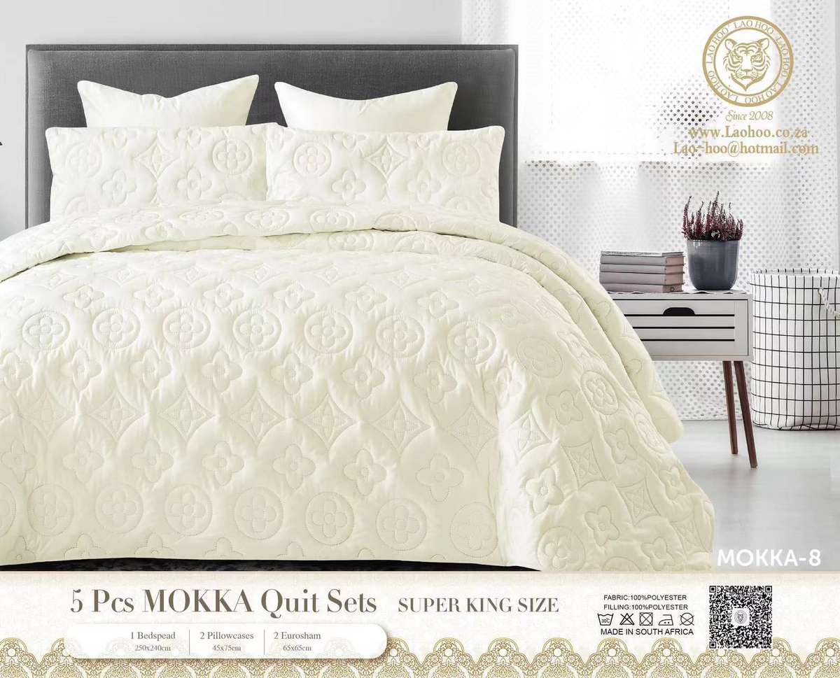 ZS - 5pcs Super King MOKKA Quilted Bedspread - Blue
