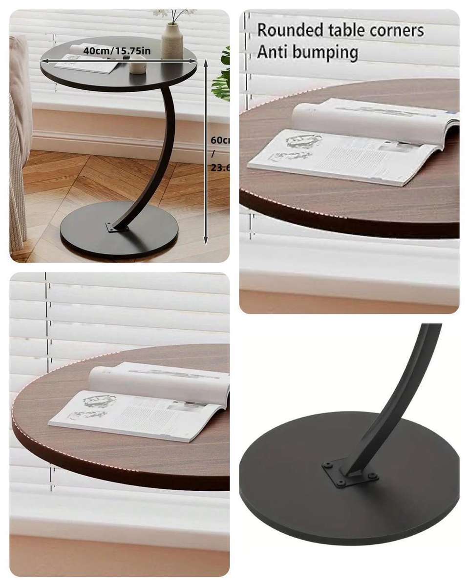 C-Shaped Couch Side Table - Round